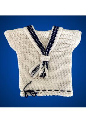 Crochet Sailor Top (Infant Boy or Girl) Size 6-12 Months